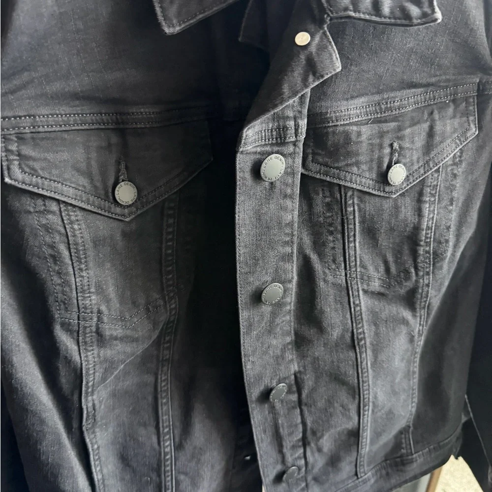 BNWT- Lane Bryant Plus Size- Black Stone Wash Denim Jacket- 24W